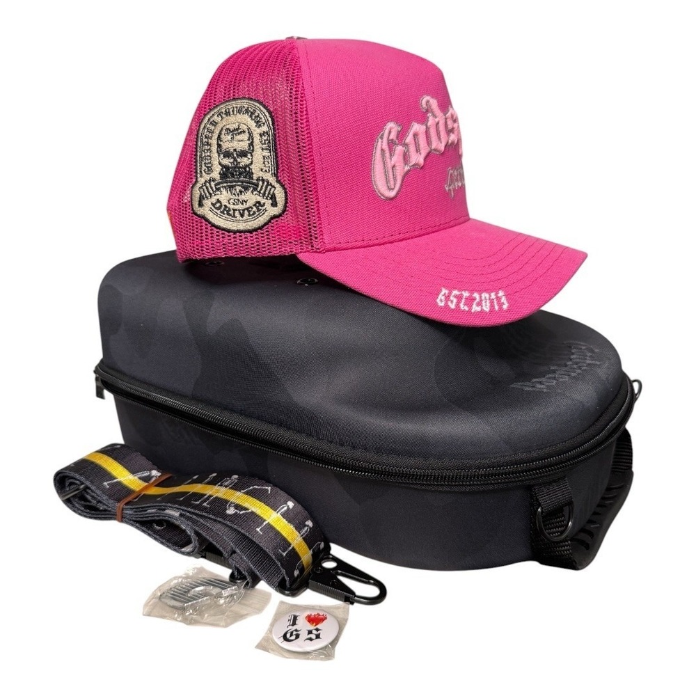 Godspeed Trucker Hat Unisex Pink Godspeed 4ever Mesh Cap Hard Case Strap & Pins